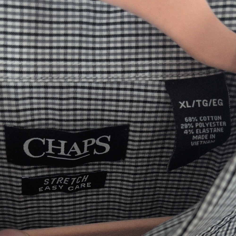 Chaps Gray Checkered Casual Button-Down Shirt - image 2